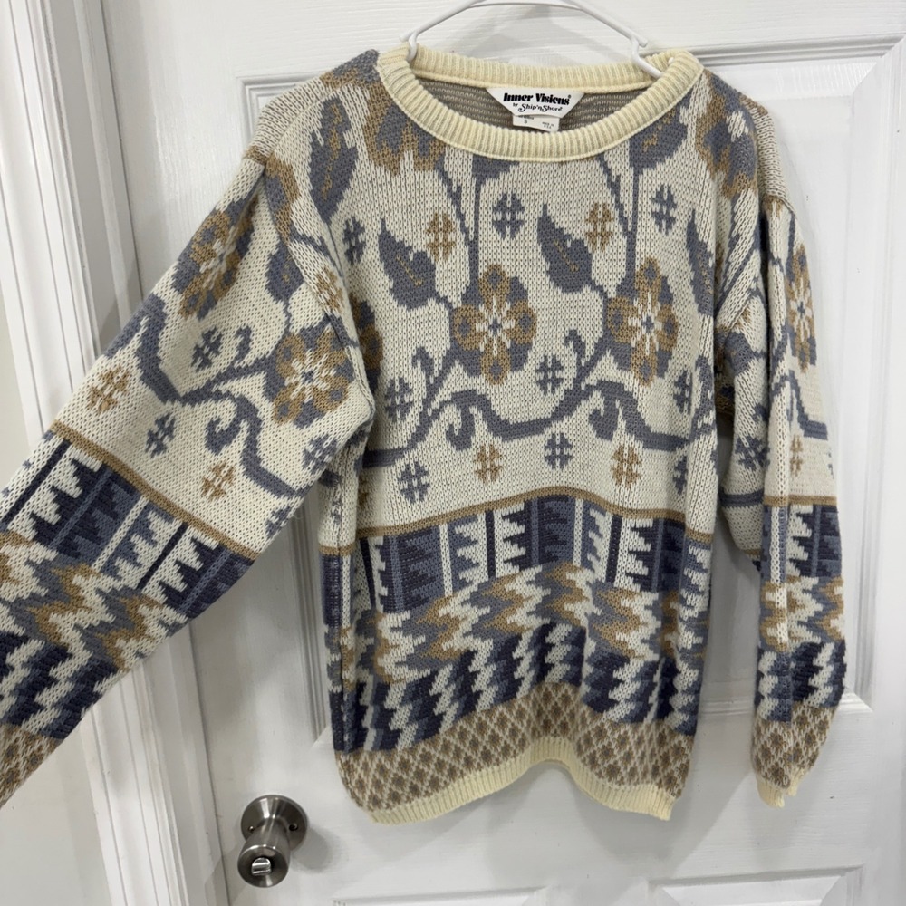 Vintage Inner Visions by Ship n Shore Womens Size S Geometric Knit Sweater